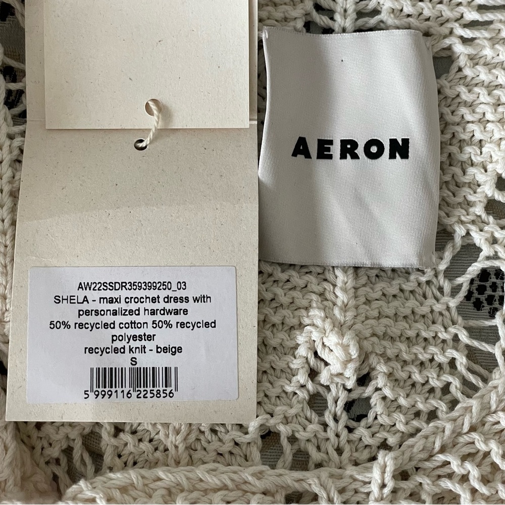 Aeron Shela Dress Crochet Maxi Open Weave Knit Kaftan Caftan Swim Cover Designer - Picture 8 of 13